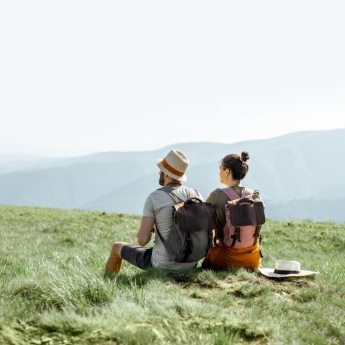 Couple traveling in the mountains